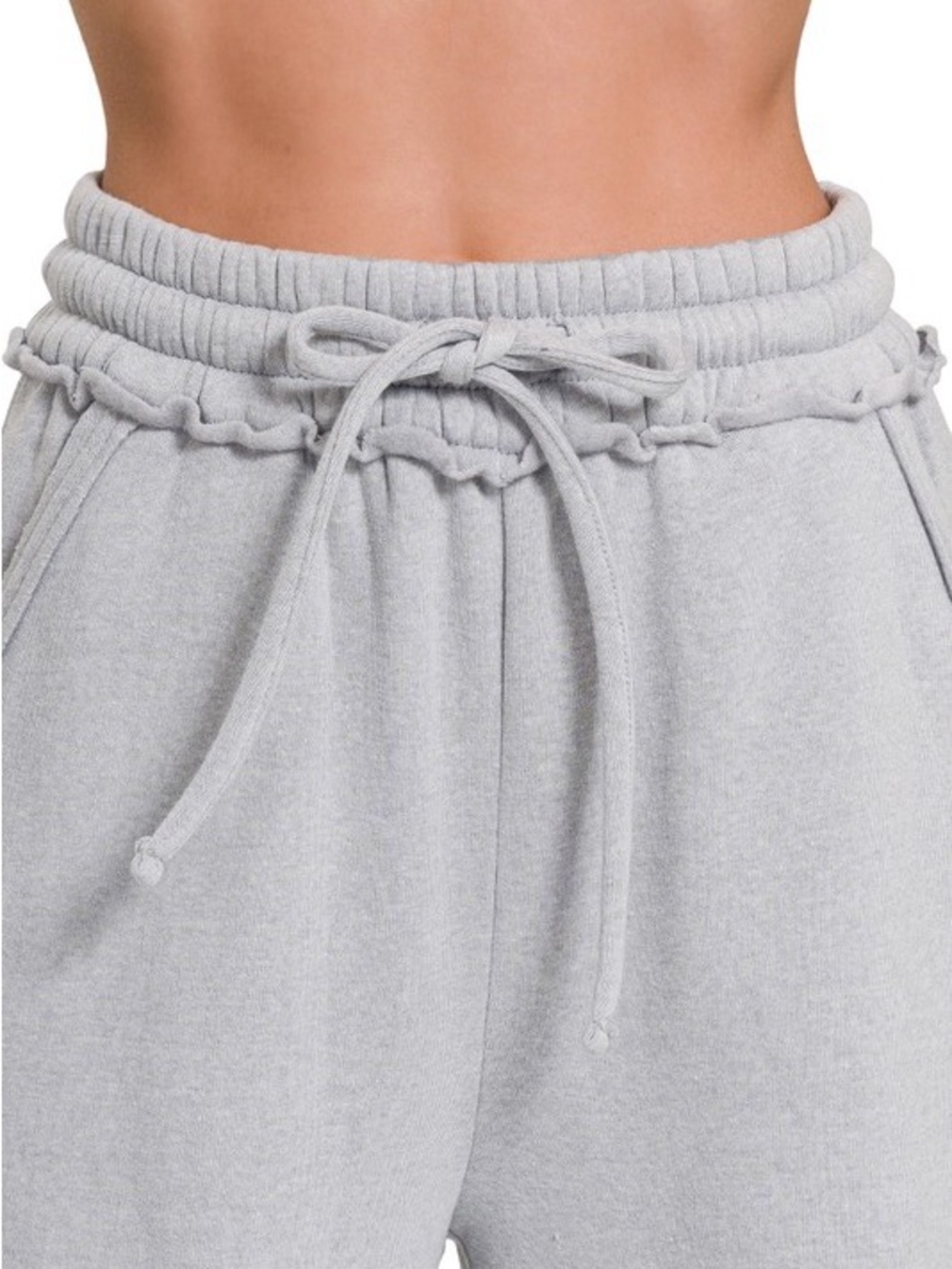 NWT ZENANA Charcoal Fleece Exposed Seam Wide Leg Sweatpants - Picture 5 of 9